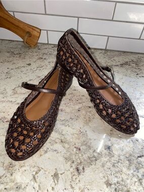 MARGAUX $345 The Fonteyn Jane Woven Flat 37.5 Spain Espresso 37M US 7 EUC